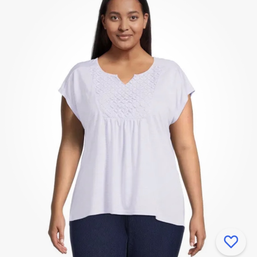 RealSize Women’s Plus Size Lavender Crochet Bib Tunic Top 2X NEW